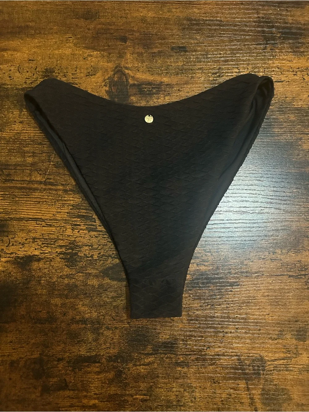 Victoria's Secret Black Textured High-Cut Bikini Bottom